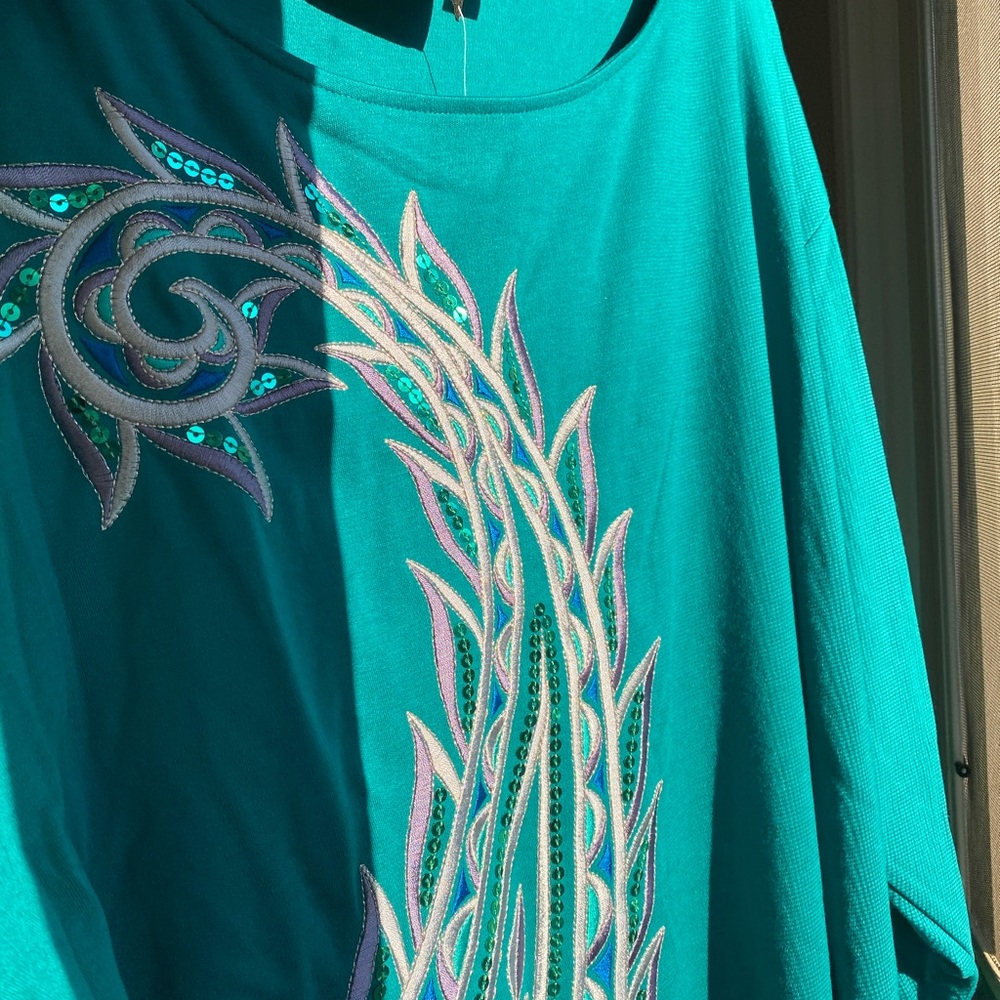 Bob Mackie NWT Paisley Sequin Embroidered Blouse Women’s Plus Size 2X - Picture 7 of 7